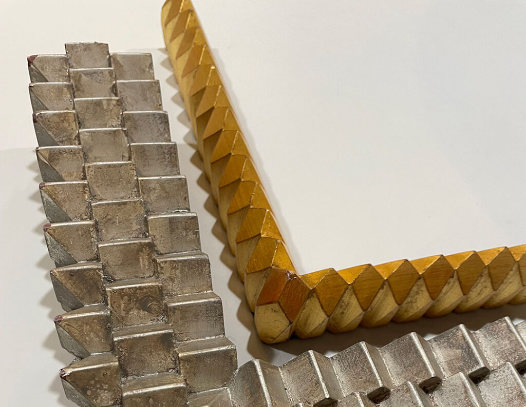 silver and gold metal frames