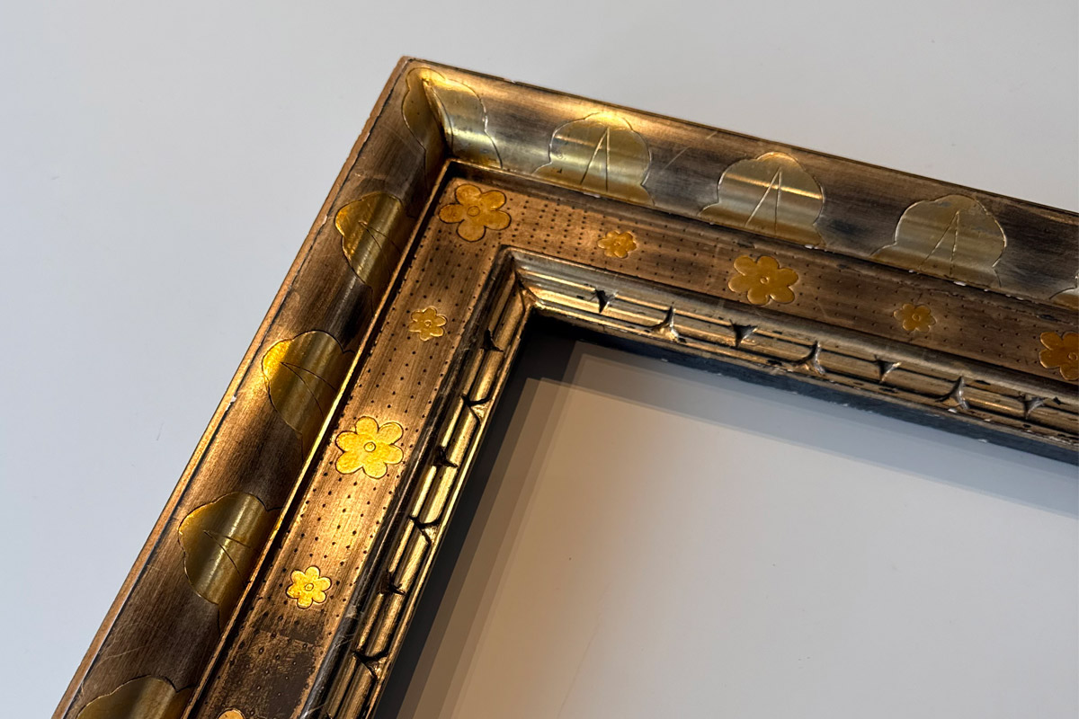 gold and silver metal frames