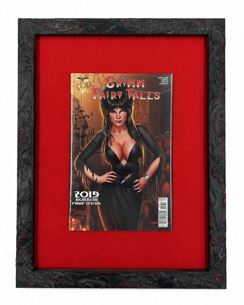 custom framed comic book with Elvira queen of horror