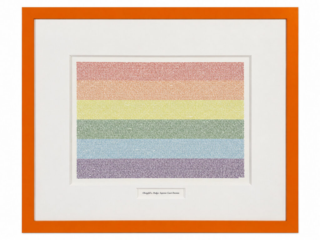 artwork of U.S. Supreme Court decision in June 2015 Obergefell v. Hodges